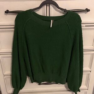 Free People Forest Green Crew Neck Sweater